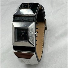 Relógio Armani Exchange AX feminino aço inoxidável couro preto mostrador quadrado comprar usado  Enviando para Brazil