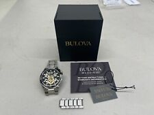 Bulova Maquina relógio masculino automático prata tom dourado abertura aberta 46mm 98A224 comprar usado  Enviando para Brazil