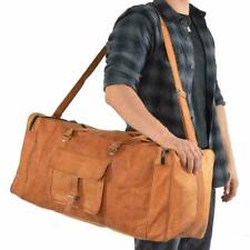 Para hombre Marrón De Colección Ligero Cuero Cabra Equipaje de Viaje Lona Gimnasio Bolso segunda mano  Embacar hacia Argentina