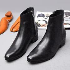 Novo Sapato Masculino de Couro Robusto Salto Cubano Preto Chelsea Biqueira Pontuda Zíper Botas de Tornozelo comprar usado  Enviando para Brazil