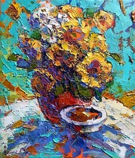 Pintura a óleo girassóis Kalenyuk O. arte original sem moldura decoração para casa nKalen1038 comprar usado  Enviando para Brazil