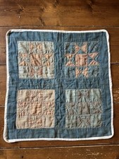 Colcha infantil pequena costurada à mão antiga cores suaves azul têxtil Calico Homespun comprar usado  Enviando para Brazil