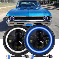 Par DOT Faróis de LED Redondos 7 Polegadas Hi/Lo Azul Halo Fit Chevy Nova Camaro Monza comprar usado  Enviando para Brazil
