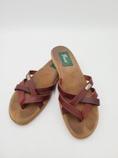 Sandálias chinelo planas vintage GH Bass Sunjuns tiras de couro tamanho 5.5 6 comprar usado  Enviando para Brazil
