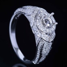 Venda anel de casamento prata esterlina 925 corte redondo diamantes 3,75-4,5 mm semi montagem comprar usado  Enviando para Brazil