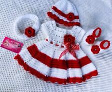 3-6 Meses Recién Nacido Bebé Niñas Floral Lana Rojo Vestido Crochet Tejido Disfraz, usado segunda mano  Embacar hacia Argentina