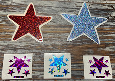 Adesivos vintage anos 80 glitter estrela venda automática prisma prismático Sparkley comprar usado  Enviando para Brazil