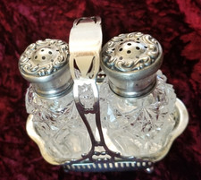 Shakers e suporte com cabo Hawkes corte cristal prata esterlina sal e pimenta em excelente estado usado comprar usado  Enviando para Brazil