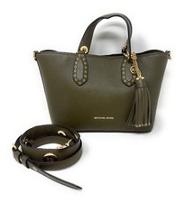 Bolsa satchel Michael Kors Brooklyn pequena couro pebbled verde oliva dourada RNL comprar usado  Enviando para Brazil