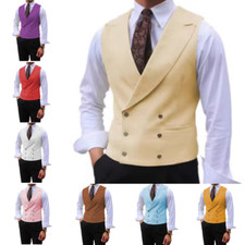 Colete masculino plus size peito duplo evento casamento noivo colete clássico comprar usado  Enviando para Brazil