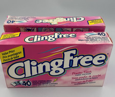 Amaciante de tecido sem aderência ClingFree 68 folhas em pó fresco 2 caixas vintage comprar usado  Enviando para Brazil