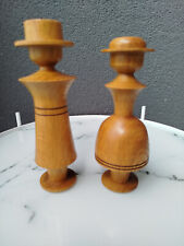 Dos figuras de madera vintage torneadas a mano / piezas únicas decorativas, altura 17 cm segunda mano  Embacar hacia Mexico