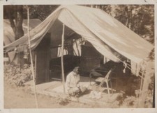 Camp Maqua, Polônia Maine 1923 Tenda cena campista ME foto original antiga, usado comprar usado  Enviando para Brazil
