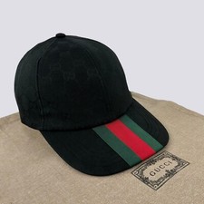 Usado, Boné de beisebol Gucci GG monograma centro web lona chapéu cabeça preto tamanho M comprar usado  Enviando para Brazil