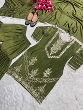 Designer pesado Chinon seda festa kurta sharara conjunto, 3 peças conjunto de terno pronto comprar usado  Enviando para Brazil