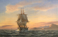 Arte dos sonhos pintura a óleo pintada à mão navio paisagem marítima grande veleiro no pôr do sol do oceano comprar usado  Enviando para Brazil