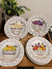 Conjunto de 7 pratos de salada/sobremesa American Atelier Fruit Toile 81/4" 5271 NOVO comprar usado  Enviando para Brazil