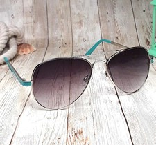 Óculos de sol aviador feminino azul claro prata metálico roxo lentes degradê novo sem etiquetas comprar usado  Enviando para Brazil
