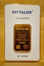 Metalor gold bar for sale  WORTHING