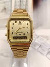 Usado, Relógio Casio Vintage Retrô Dual Time Masculino Aço Inoxidável - Dourado (AQ-230GA-9DMQ) comprar usado  Enviando para Brazil