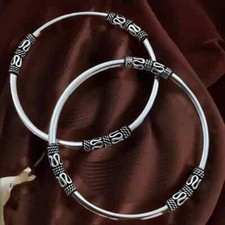 Usado, Pulseira empilhável tribal ornamentada esterlina 925 sólida Bali conjunto 2 rs36 comprar usado  Enviando para Brazil