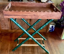 Bandeja plegable de bambú sintético ratán para servir madera asas soporte de mesa mayordomo de colección segunda mano  Embacar hacia Mexico