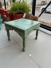 Usado, Mesa de centro vintage antiga de madeira esculpida à mão verde rústico pintado design arco  comprar usado  Enviando para Brazil