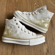 Usado, NOVO Tamanho 6Y Converse Chuck Taylor All Star Lift Sapato Alto Estrela Metálica Dourado comprar usado  Enviando para Brazil