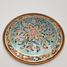 Bandeja florentina redonda italiana 13" borda dourada azul ouro vermelho assinada comprar usado  Enviando para Brazil