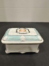 Antiga caixa de bugigangas de porcelana com tampa de retrato | Pintada à mão | com pés, usado comprar usado  Enviando para Brazil