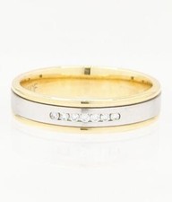 Anel de aliança de casamento simples clássico ajuste confortável ouro 14K 2 tons 6,1 g 5 mm tamanho-9,75 comprar usado  Enviando para Brazil