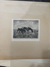 Arte de gravação em cobre assinada 4x6” Woody Crumbo - “Cavalo e Colt e Prairie Dogs” comprar usado  Enviando para Brazil