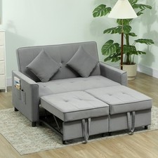 Sofa rozkładana HOMCOM, sofa 2-osobowa z funkcją spania, poduszka, aksamitny wygląd, szara na sprzedaż  Wysyłka do Poland