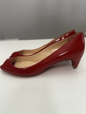 Salto gatinho Christian Louboutin couro envernizado vermelho peep toe 37 comprar usado  Enviando para Brazil