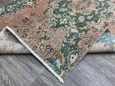 Corredor pequeno turco 3x6 pés, verde laranja feito à mão vintage corredor Oushak neutro comprar usado  Enviando para Brazil