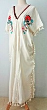 Vestido longo boho cigano bordado à mão, Kaftan off white com fio bordado comprar usado  Enviando para Brazil
