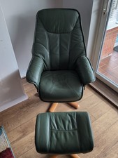 Green leather recliner for sale  LEICESTER