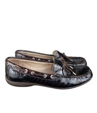 Mocassins femininos Sperry Top-Sider marrom couro envernizado crocodilo sapatos de barco tamanho 6m comprar usado  Enviando para Brazil