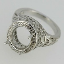 Anel de prata esterlina semi montagem oval OV 12x10mm estilo art déco comprar usado  Enviando para Brazil