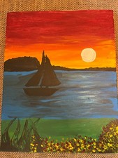 Acrylbilder leinwand sonnenunt gebraucht kaufen  Unterschleißheim