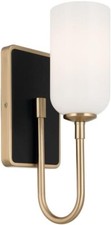 1 Arandela de parede leve vidro opala em bronze champanhe Kichler Solia 13,5" iluminação comprar usado  Enviando para Brazil