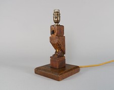 Abajur de mesa ou cabeceira de madeira vintage rústico esculpido à mão coruja carvalho inglês década de 1930 comprar usado  Enviando para Brazil