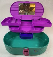 Usado, Espelho de maquiagem CABOODLES #2640 vintage anos 90 3 camadas estojo rígido viagem roxo azul-petróleo comprar usado  Enviando para Brazil