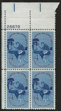 US Scott #1155, Bloco de Placa #26679 1960 Deficiente 4c FVF MNH Superior Esquerdo, usado comprar usado  Enviando para Brazil