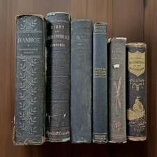 1855-1930. Lot 6 Rare Antique Novels & Nonfic Books Reading Staging Decor BLACK comprar usado  Enviando para Brazil