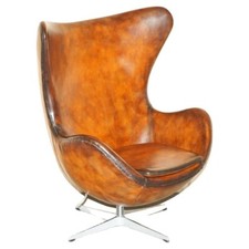 Cadeira de ovos estilo Fritz Hansen vintage totalmente restaurada couro marrom uísque comprar usado  Enviando para Brazil