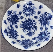 tigela de salada de porcelana barril cracker 11 polegadas azul cobalto e branco comprar usado  Enviando para Brazil