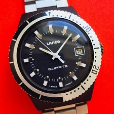 Relógio de quartzo Lanco raro mostrador preto, estojo e moldura com pulseira 808-1276 EST masculino comprar usado  Enviando para Brazil