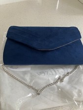 Suede navy clutch for sale  HARPENDEN