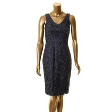 Vestido justo DECODE 1.8 NOVO feminino azul marinho renda metálico gola V 6 TEDO comprar usado  Enviando para Brazil